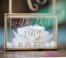 Load image into Gallery viewer, Personalized Elegant Flower Ring Gold Box - Wedding, Engagement, Proposal Hinged Box