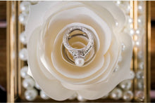 Load image into Gallery viewer, Personalized Elegant Flower Ring Gold Box - Wedding, Engagement, Proposal Hinged Box