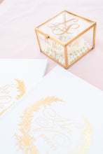 Load image into Gallery viewer, Personalized Elegant Flower Ring Gold Box - Wedding, Engagement, Proposal Hinged Box