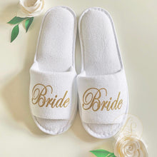 Load image into Gallery viewer, Personalized Bride slippers, wedding slippers, bridesmaid slippers, bridesmaid gifts