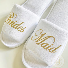 Load image into Gallery viewer, Personalized Bride slippers, wedding slippers, bridesmaid slippers, bridesmaid gifts