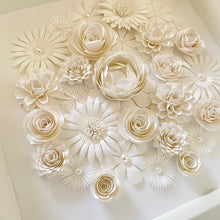 Load image into Gallery viewer, Personalized Elegant Paper Flower Shadow Box - Wedding, Engagement, Mother’s Day gift - 10.5 in x 10.5 in frame