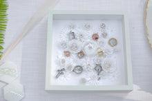 Load image into Gallery viewer, Personalized Elegant Paper Flower Shadow Box - Wedding, Engagement, Mother’s Day gift - 10.5 in x 10.5 in frame