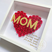 Load image into Gallery viewer, Personalized Elegant Heart Paper Flower Shadow Box - Wedding, Engagement, Mother’s Day gift -  10.5 x 10.5 frame