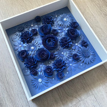 Load image into Gallery viewer, Personalized Elegant Paper Flower Shadow Box - Wedding, Engagement, Mother’s Day gift - 10.5 in x 10.5 in frame