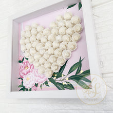 Load image into Gallery viewer, Personalized Elegant Heart Paper Flower Shadow Box - Wedding, Engagement, Mother’s Day gift -  10.5 x 10.5 frame