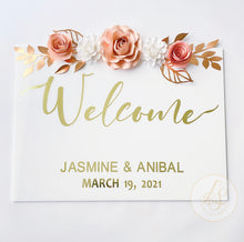 Load image into Gallery viewer, Welcome wedding sign - bride and groom names and wedding date - bridal shower - DECAL ONLY
