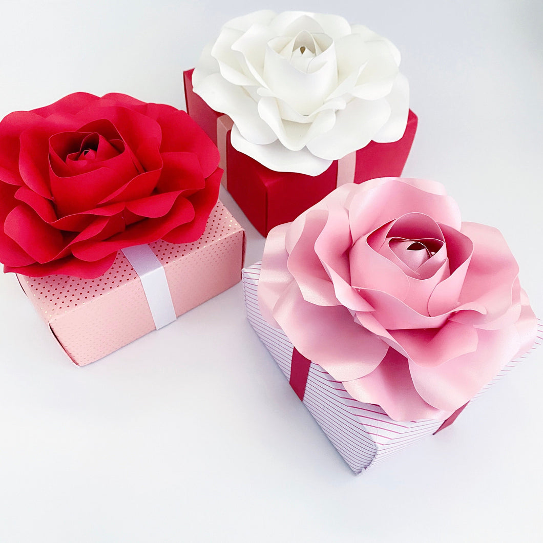 Elegant Paper Flower Gift Box - Wedding, Bridesmaid Gift, Flower Girl Box