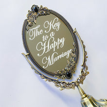 Load image into Gallery viewer, Key to a Happy Marriage - Vintage Mirror Wedding Sign - Baroque Ornate

