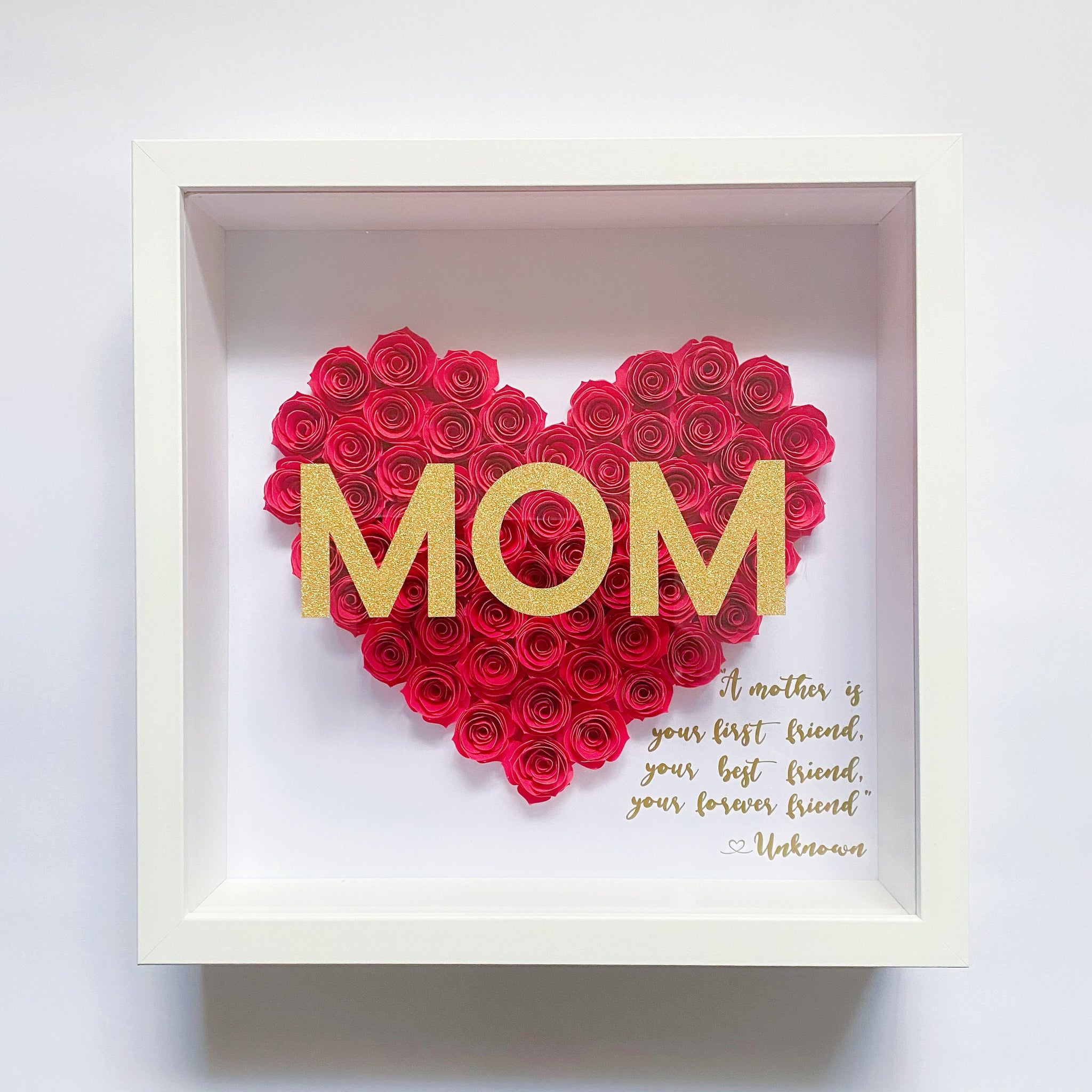 Mother's Day Gift, Mother's Day Frame, sold Gift for Mom, Paper Flowers Shadowbox Frame Custom Art for Mom